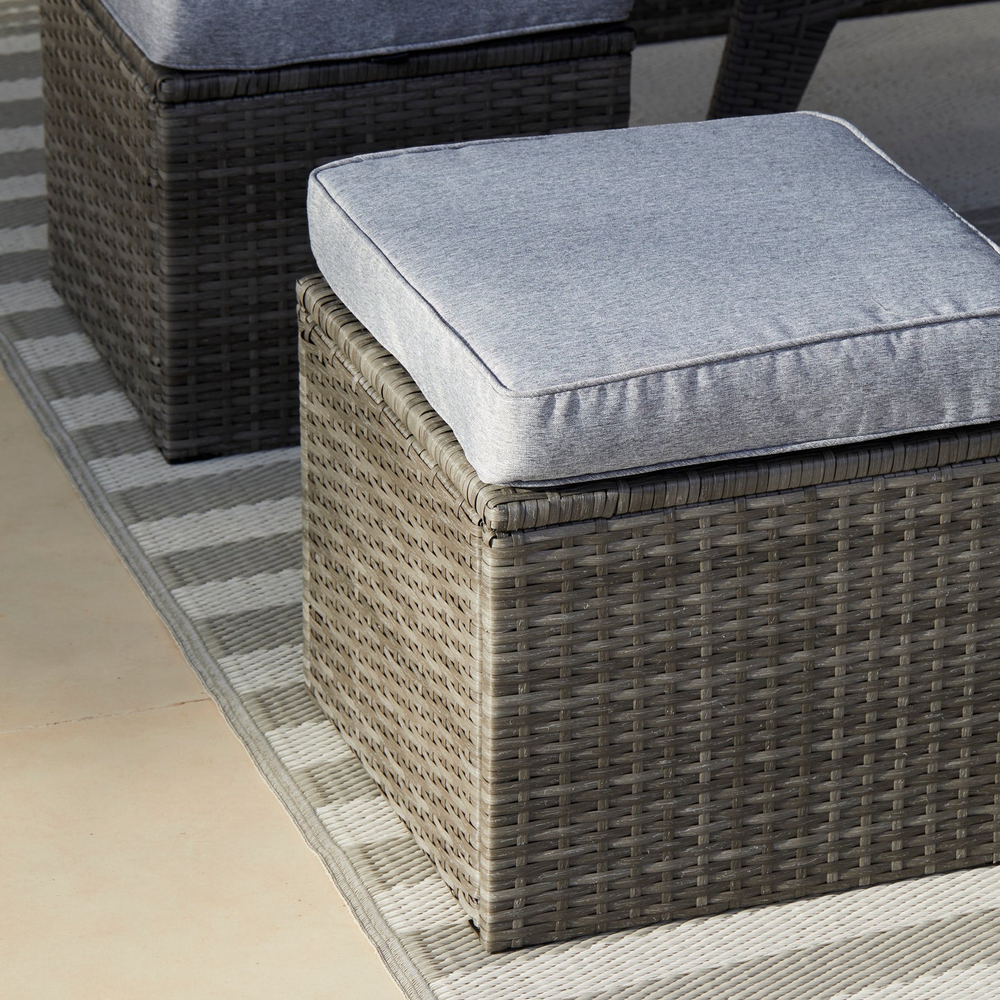 Aston 9 Seater Rattan Corner Sofa Set with Polywood Top - Grey - Laura James