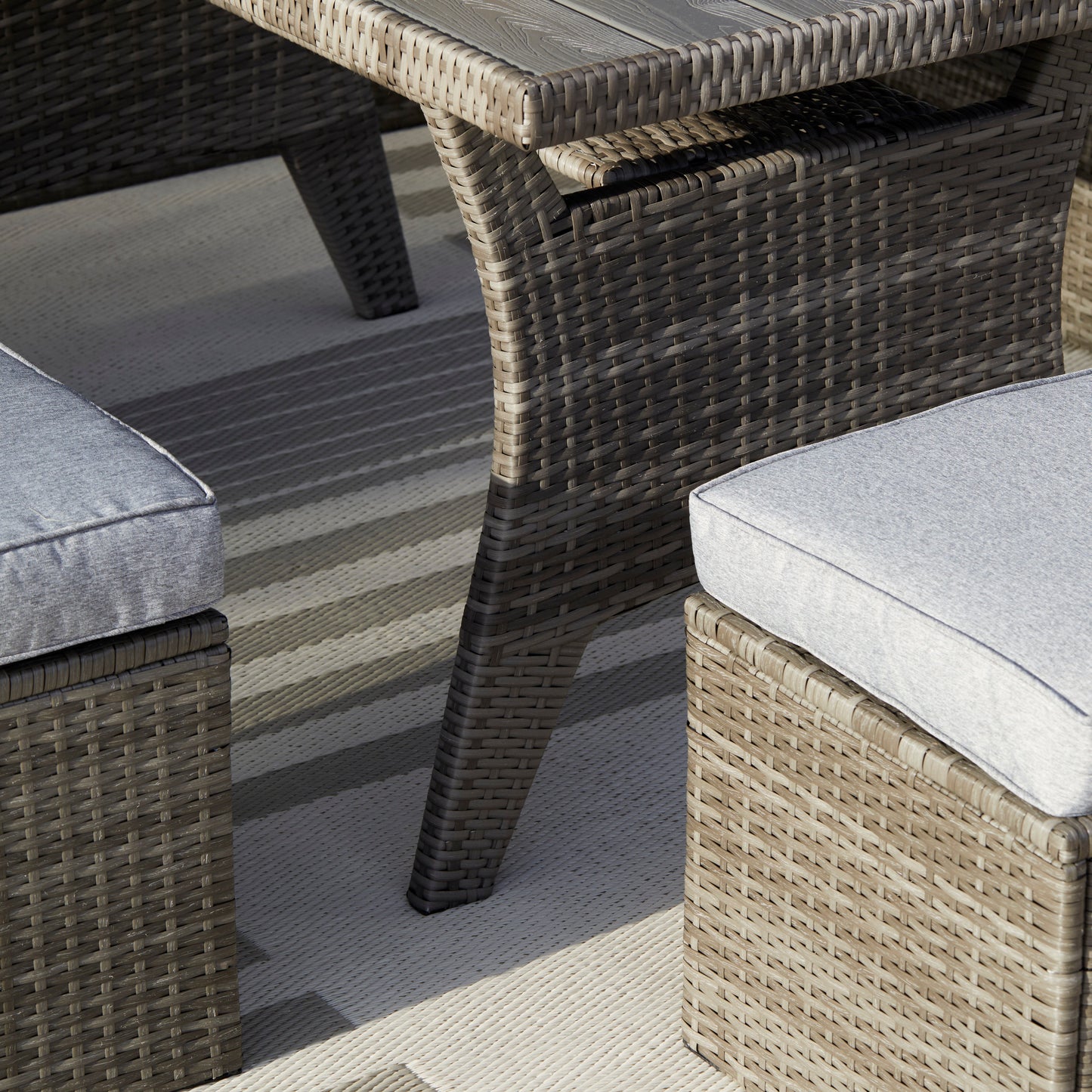 Aston 9 Seater Rattan Corner Sofa Set with Polywood Top - Grey - Laura James