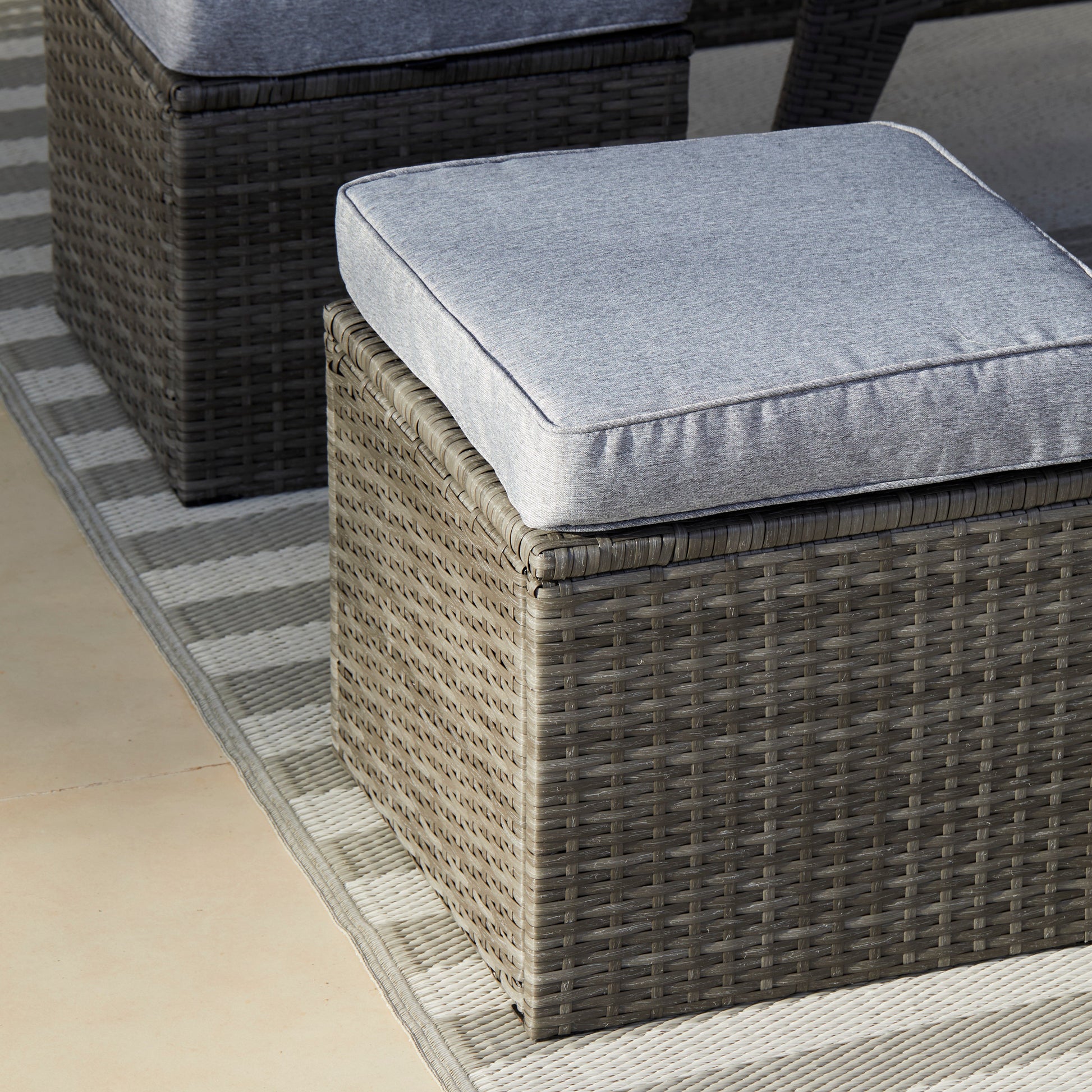  Aston 9 Seater Rattan Corner Sofa Set with Polywood Top - Grey - Laura James 